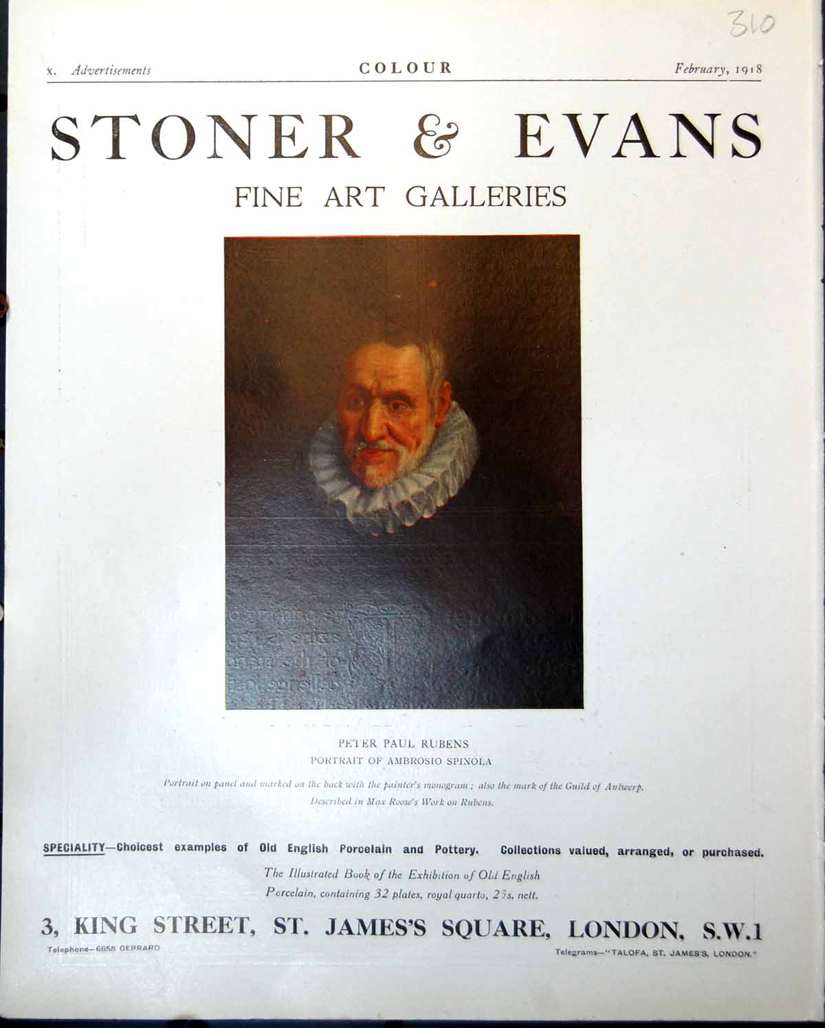 Print Stoner & Evans Fine Art Galleries Portrait Ambrosia Spinola Rubens1918