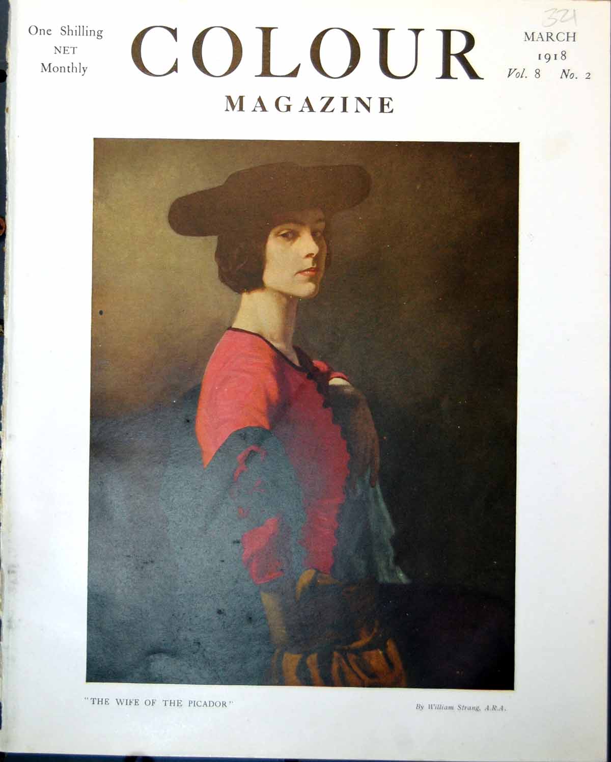 Original Old Vintage Print Cover Portrait Wife Picador William Strang 1918 20th