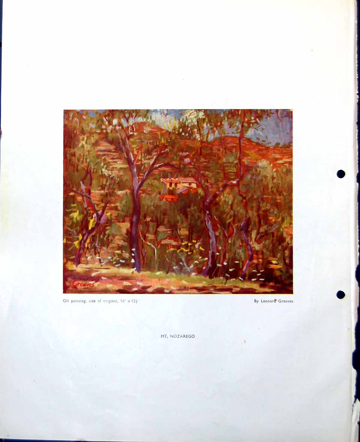 Old Mt. Nozarego Leonard Greaves Inking Roller Burnishing Paper 1948 0 20th
