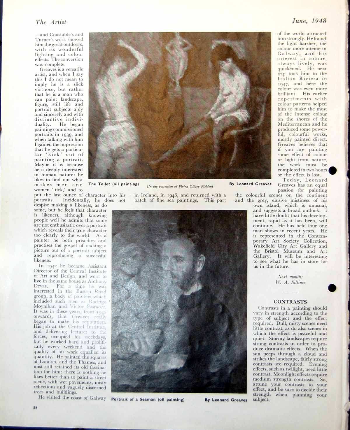 Old Print Leonard Greaves Portrait Seaman Still Life Dressing Table 1948 0 20th