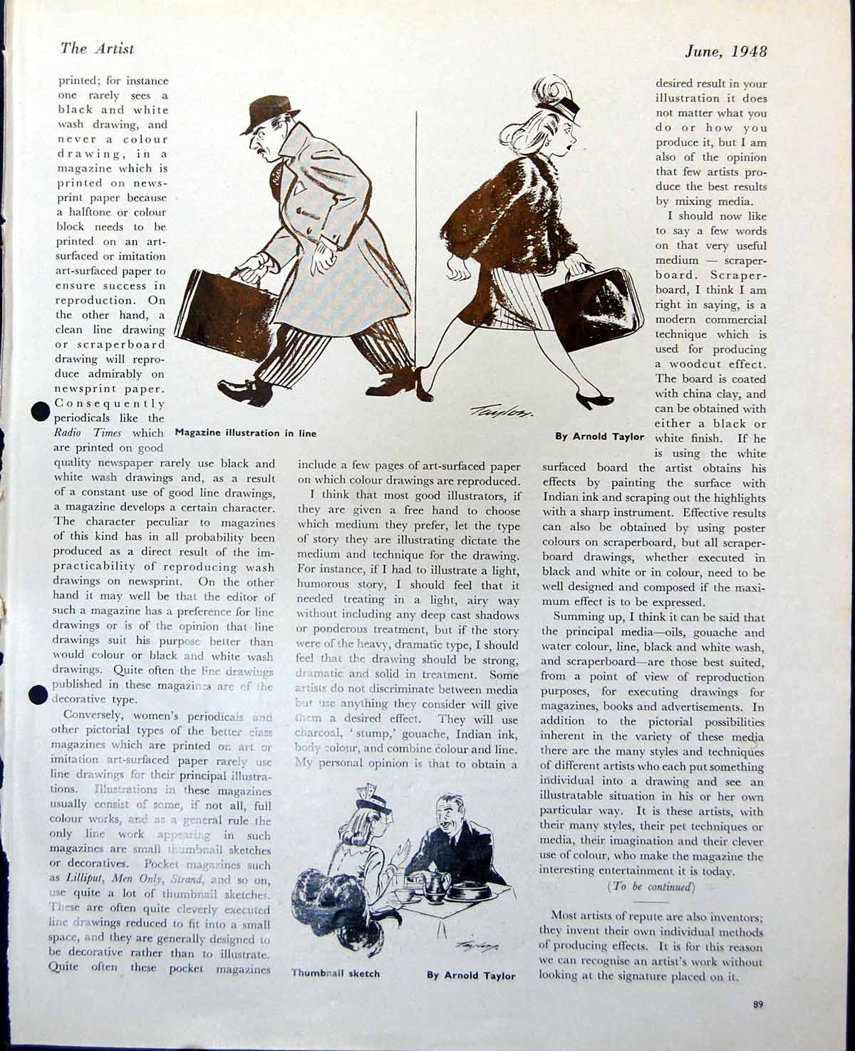 Antique Print Magazine Illustration Gentleman Lady ArnTaylor Thumbnail 1948