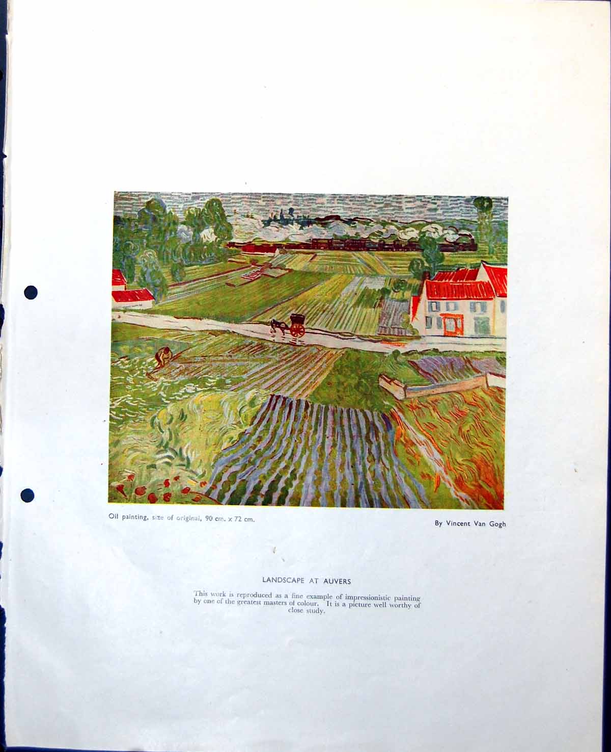 Antique Old Print Landscape Auvers Vincent Van Gogh Mill Bosham Harbour 1948 0