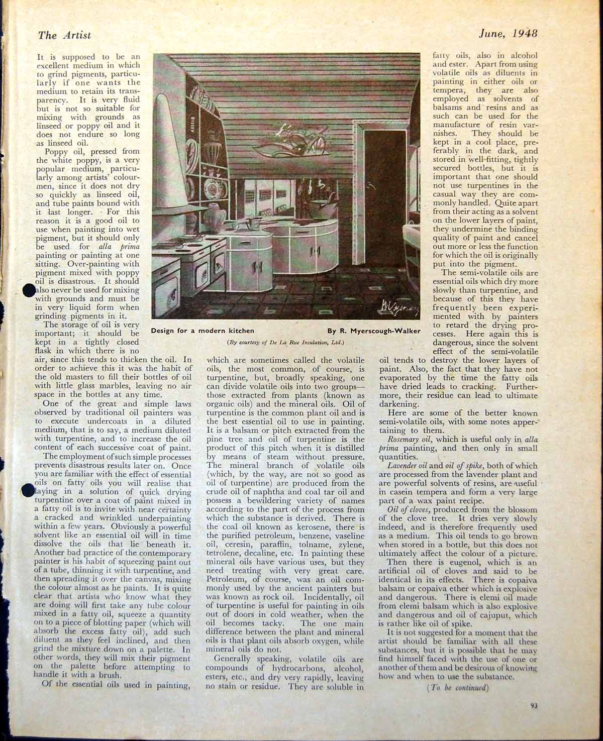 Antique Print Design Modern Kitchen R Myrescough-Walker Tommy Handley 1948 0