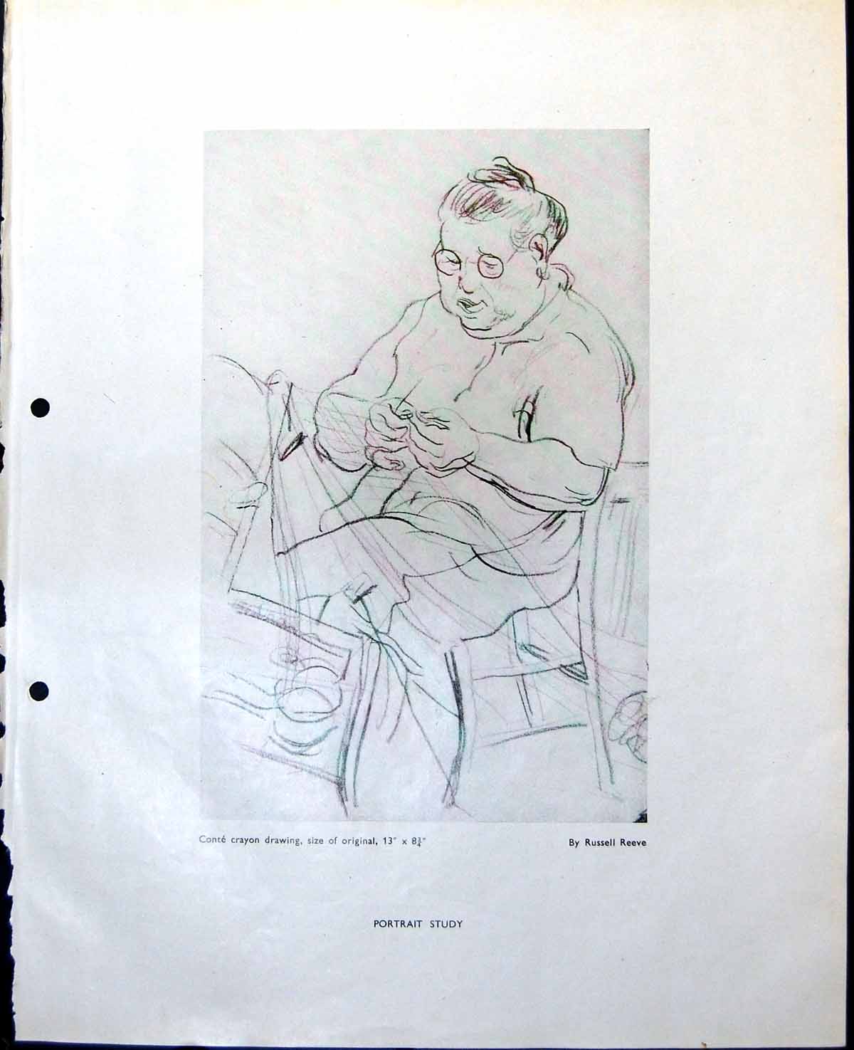 Original Old Vintage Print Portrait Study Lady Russell Reeve Lady Kitten 1948 0