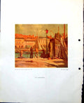 Antique Old Print Waterfront Harry Riley Pencil Lady Randolph Schwabe 1948 0