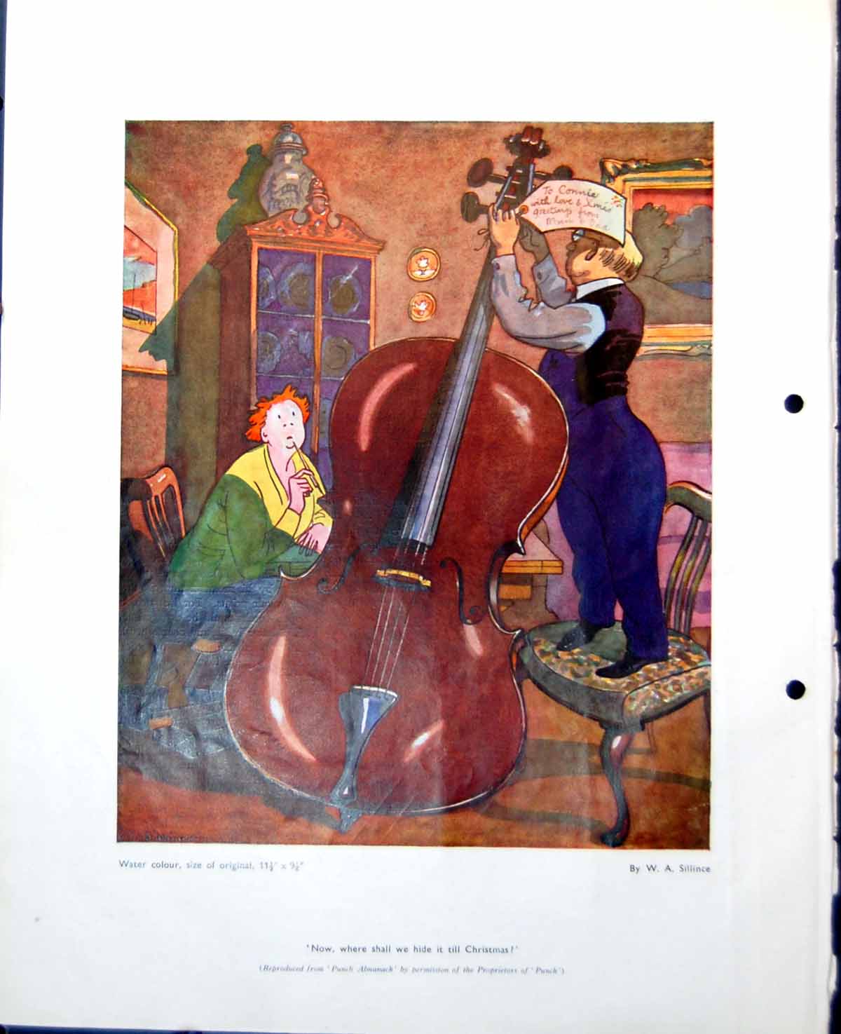 Old Punch Cartoon Musical Instrument Wa Sillince Keying Blocks 1948 20th