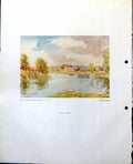 Old Vintage Print River Scene Editor Trees Water Colour Monochrome 1948 20th
