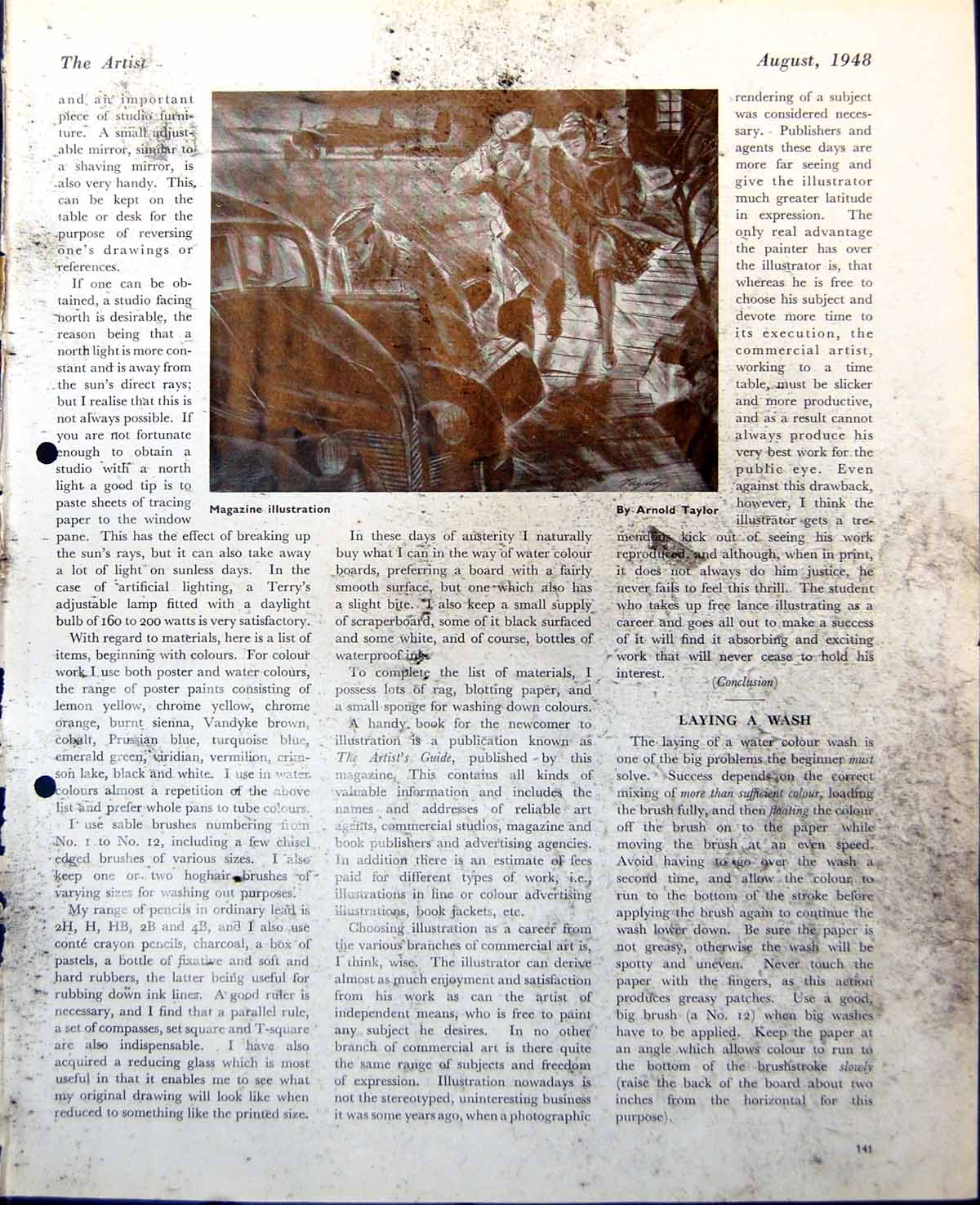 Antique Print Damaged People Running Cars Rain A Taylor Ever Ready Ad 1948