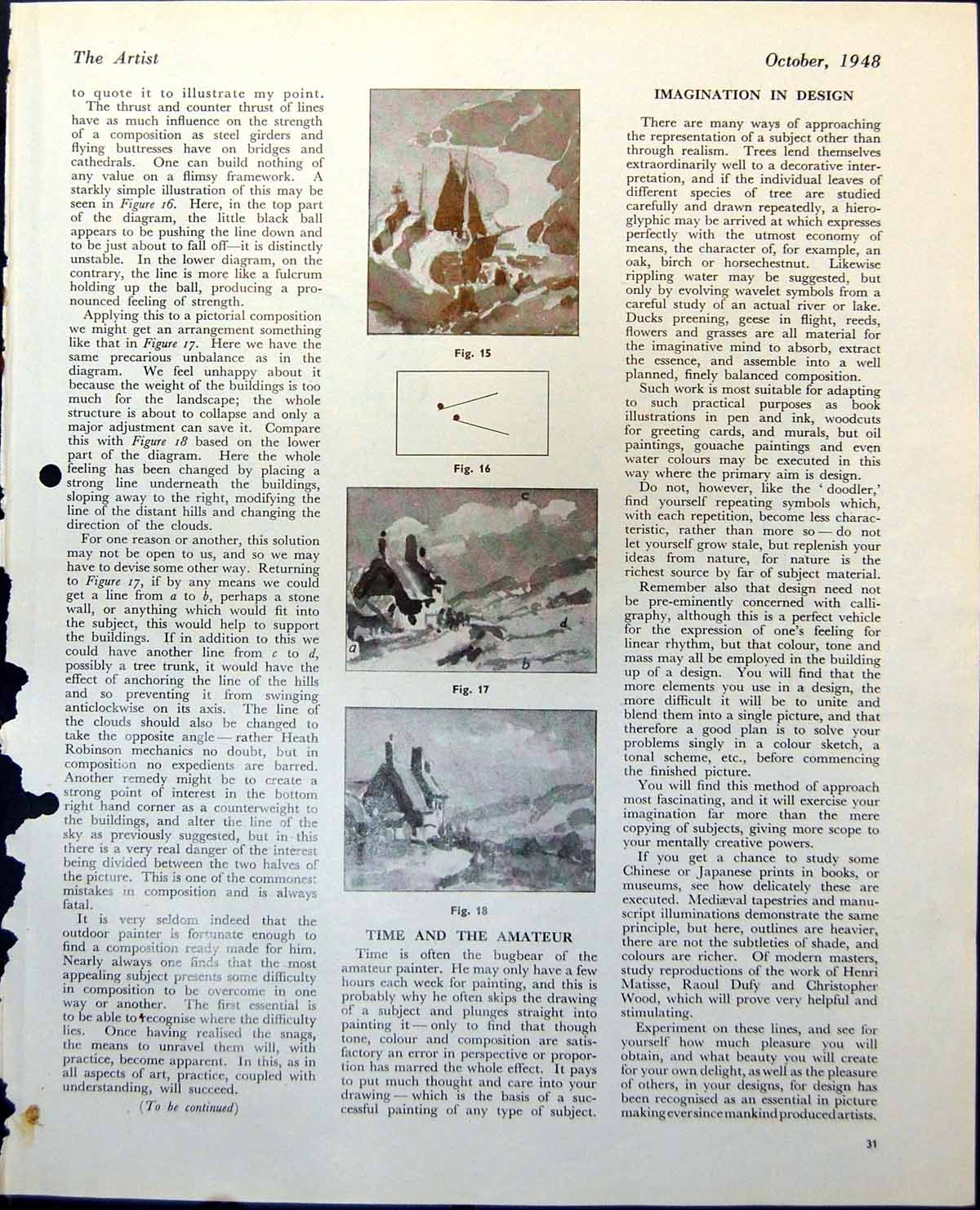 Old Vintage Print Pictoral Composition Strength Support In Paintings 1948 20th