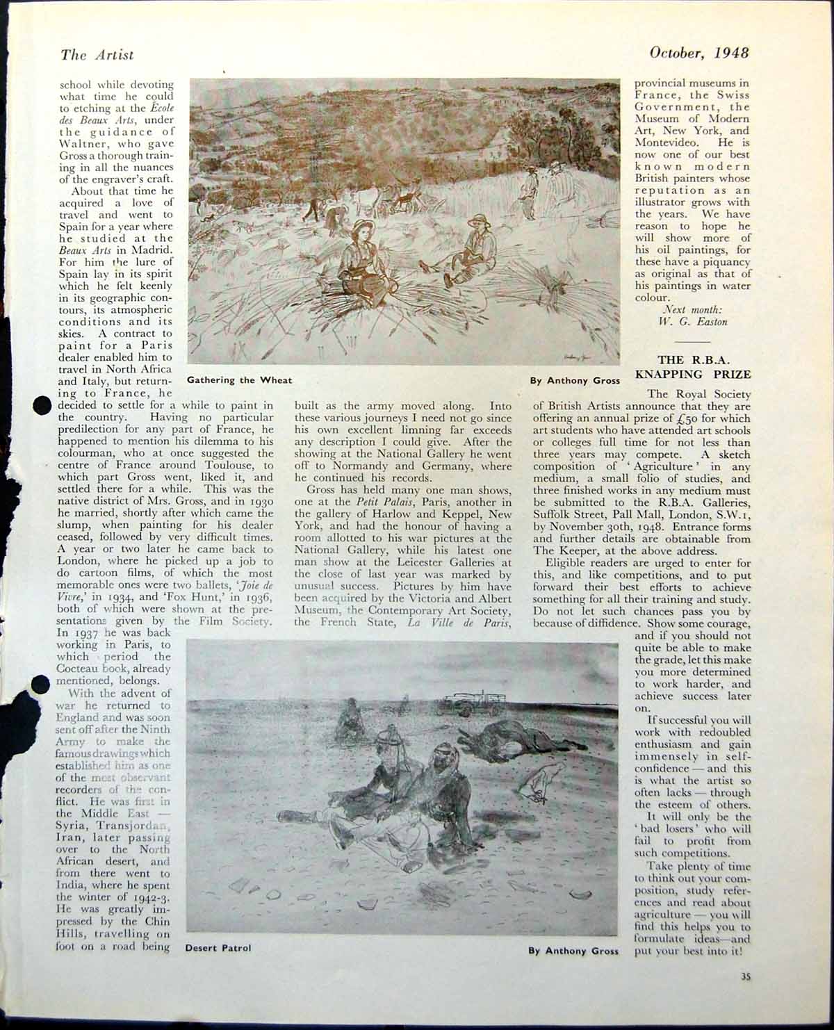Old Gathering Wheat Anthony Gross Desert Patrol Picture Gallery 1948 0 20th