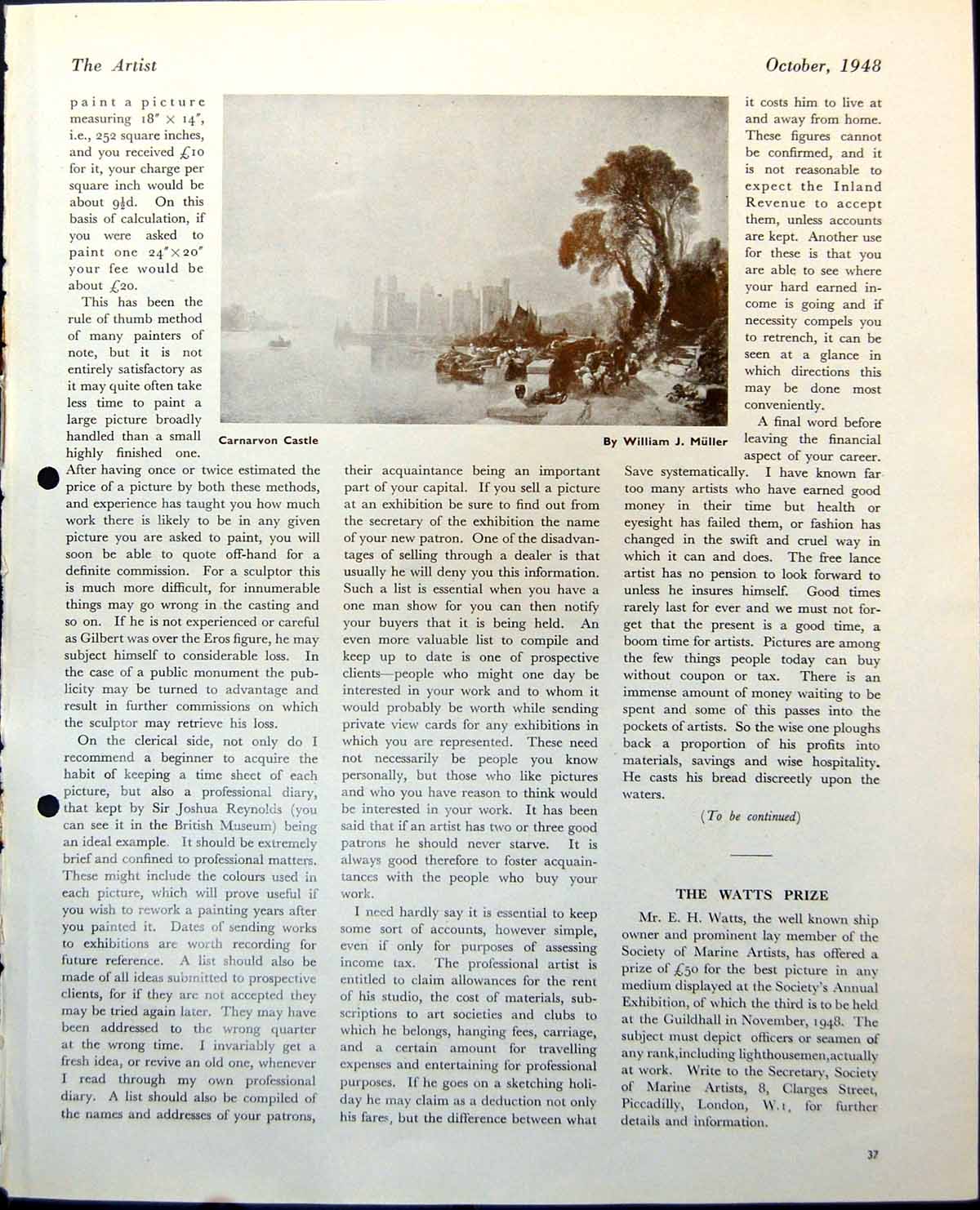 Antique Print Carnarvon Castle William J Muller Oak Walter H Allcott 1948 0 20th
