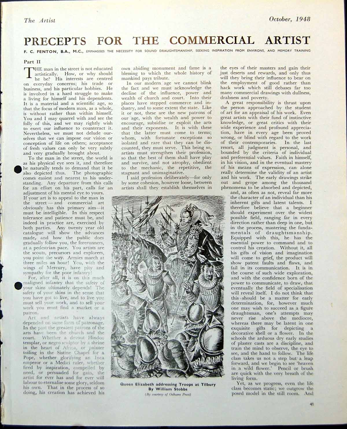 Old Queen Elizabeth Troops Tilbury Stobbs Fahion Drawing Rimini 1948 0 20th