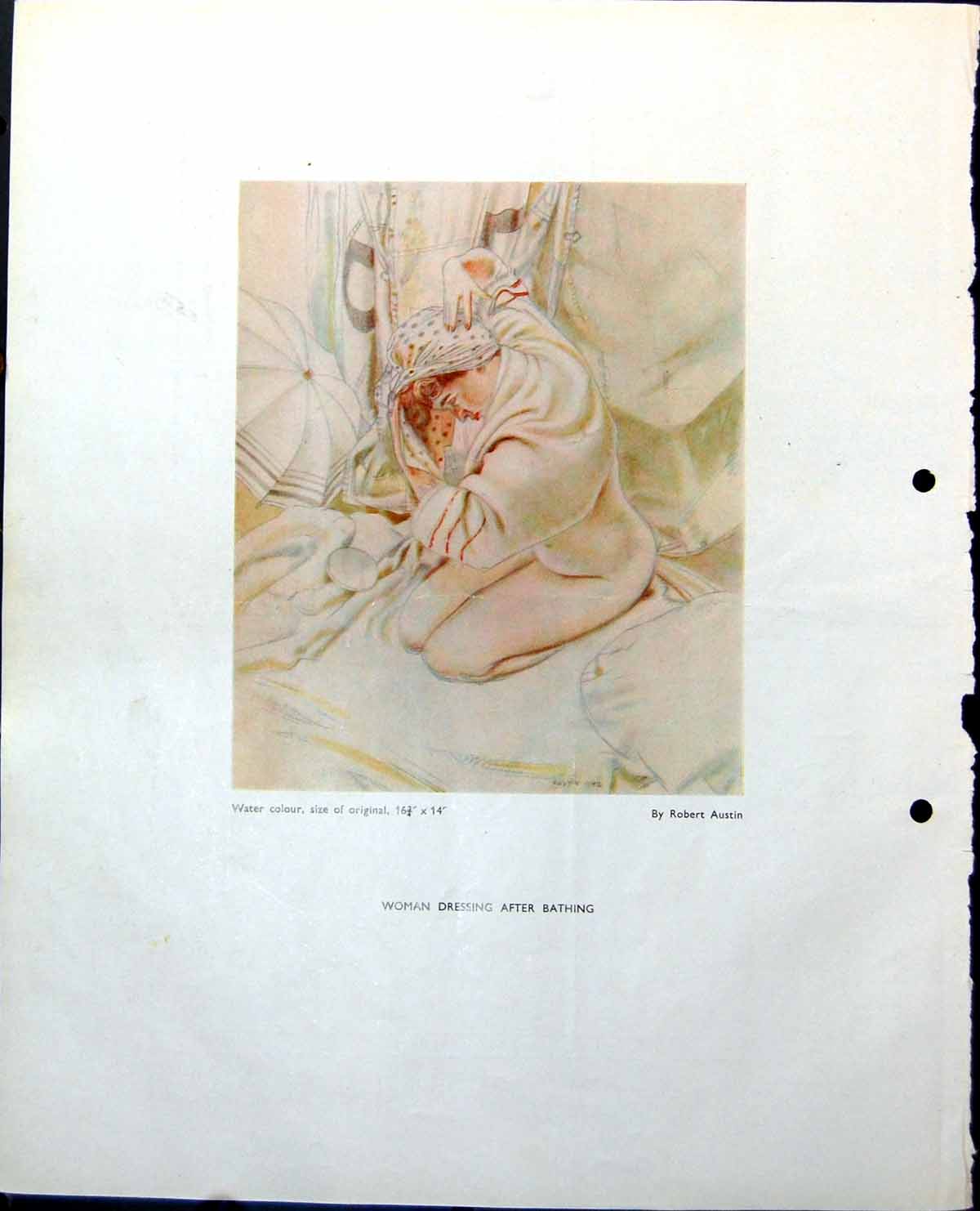 Antique Print Woman Dressing After Bathing Robert Austin Ed Portrait 1948 0 20th