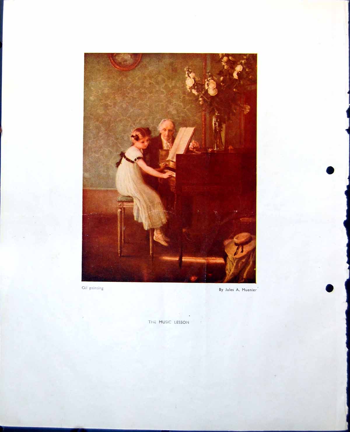 Old Music Lesson Jules Muenier Girl Piano Christ Mary Magdalene 1948 0 20th