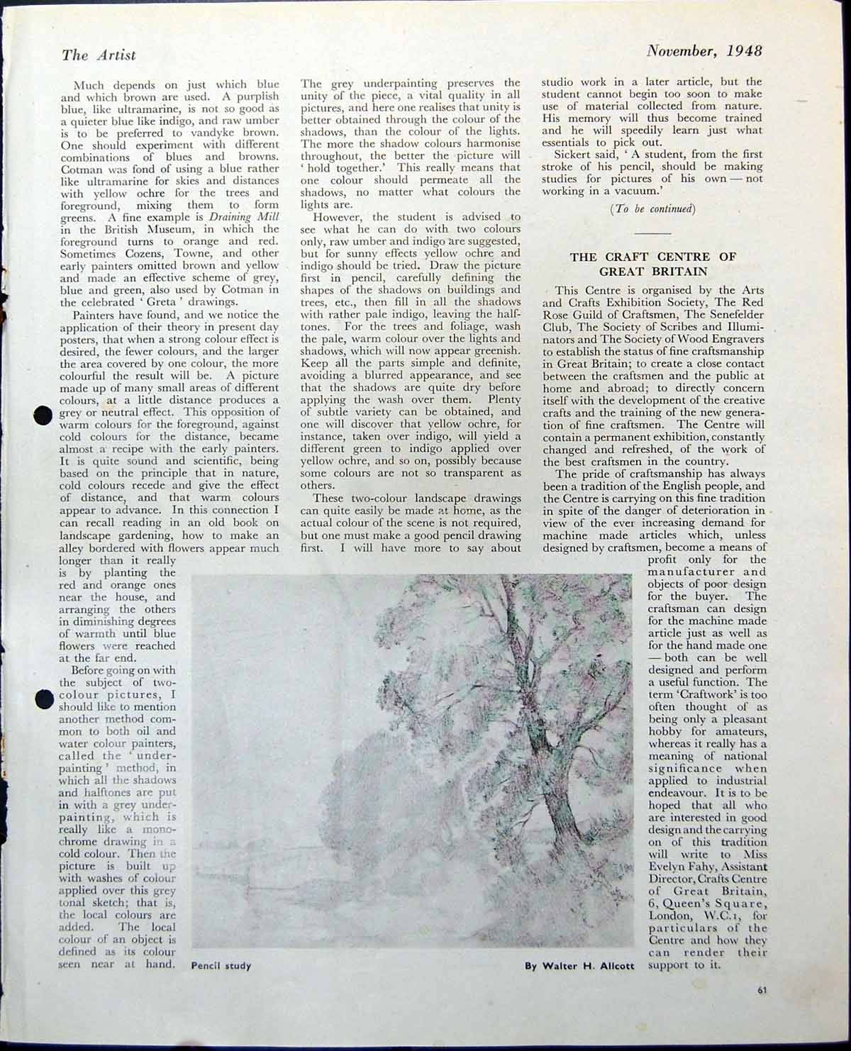 Old Vintage Print Tree Walter H Allcott Demonstration Street Allen M1948 0 20th