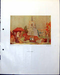 Old Vintage Print Anstey Church Allen MDemonstration Sketch Trees 1948 0 20th