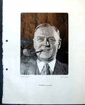 Antique Old Print Scaperboard Portrait Wg Easton Gentleman Pipe Toddler 1948 0