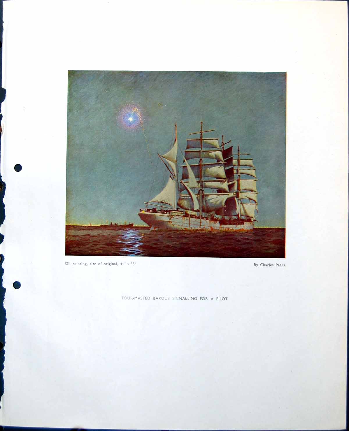 Antique Print Barque Signalling Pilot C Pears Aground On The Goodwins 1948 0