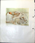 Old Print Child Sleeping Bed R Austin Drawing Lady'S Face C Wilson 1949 20th