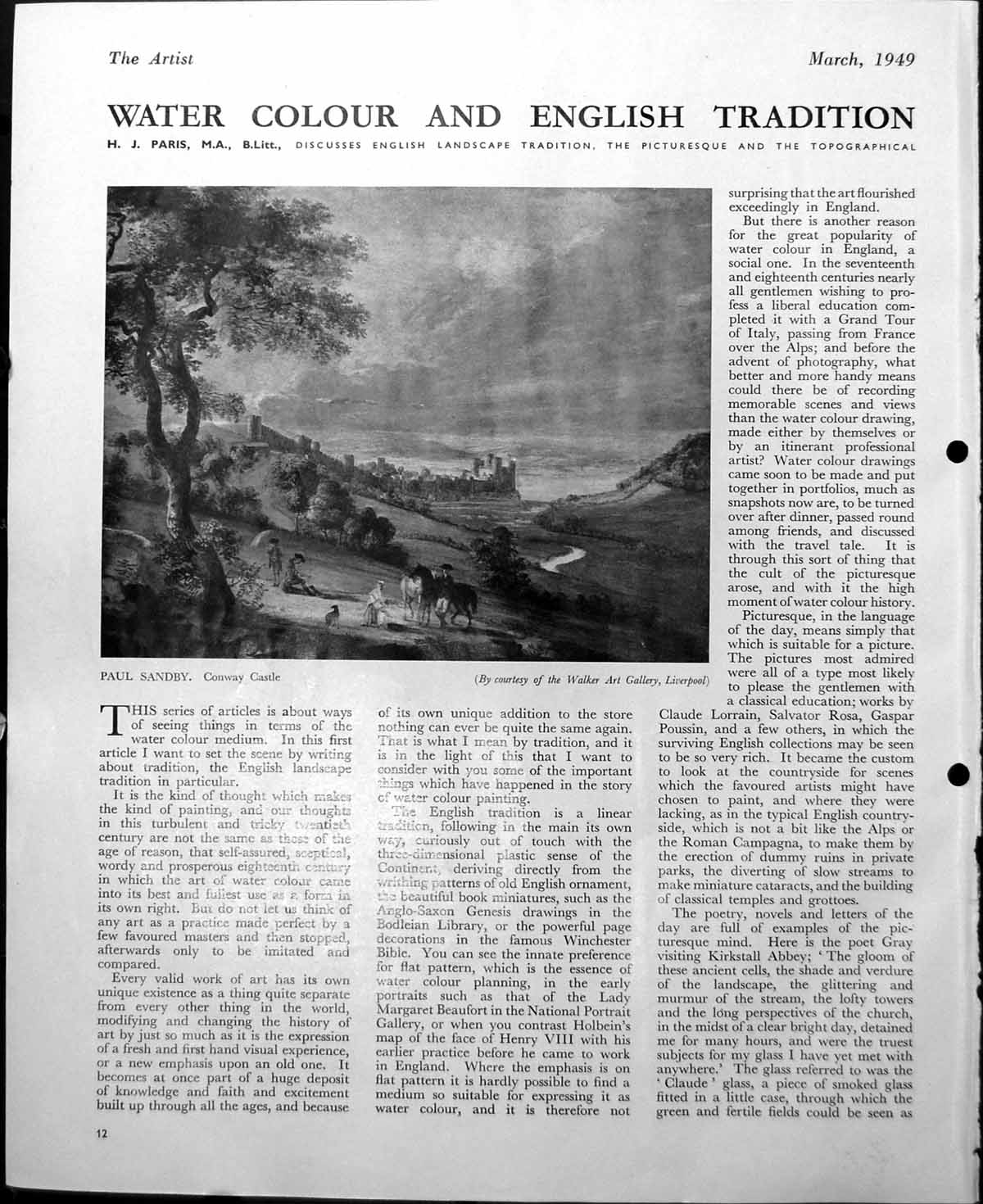 Antique Print Paul Sandby Conway Castle Chilham Village Frank Sherwin 1949 0