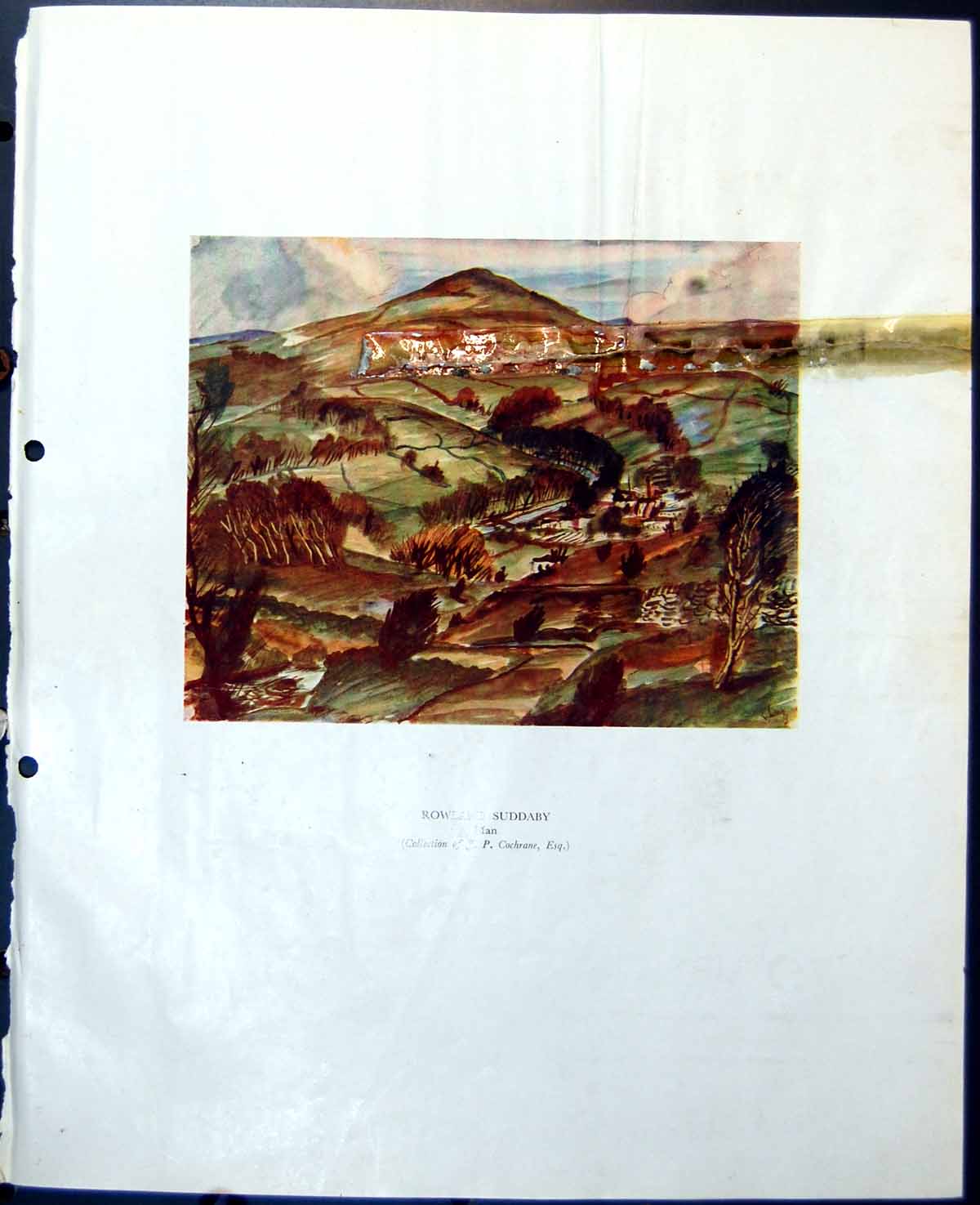 Antique Old Print Damaged Rowland Suddaby Man Landscape Scraperboards 1949 0