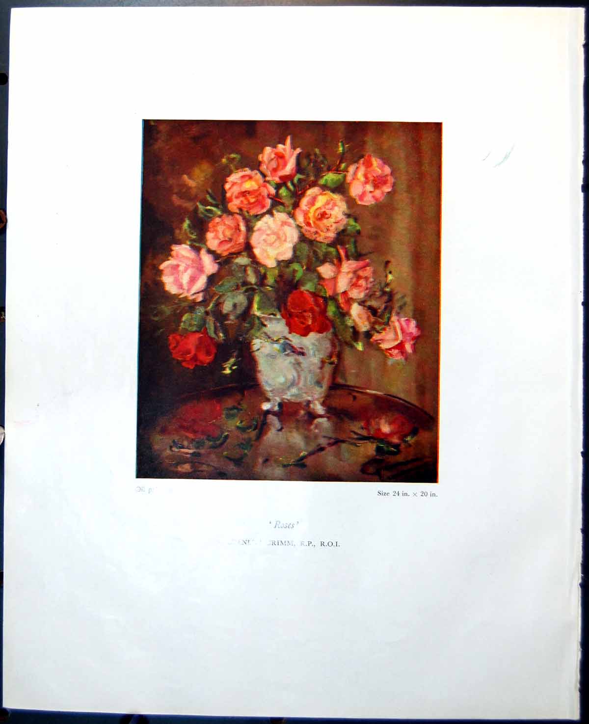 Antique Old Print Roses Stanley Grimm Chinese Costume Design R Lister 1949 0
