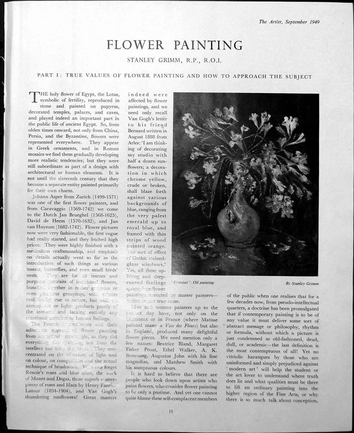 Antique Print Freesias Stanley Grimm Rhododendrons From Oil Painting 1949 0 20th