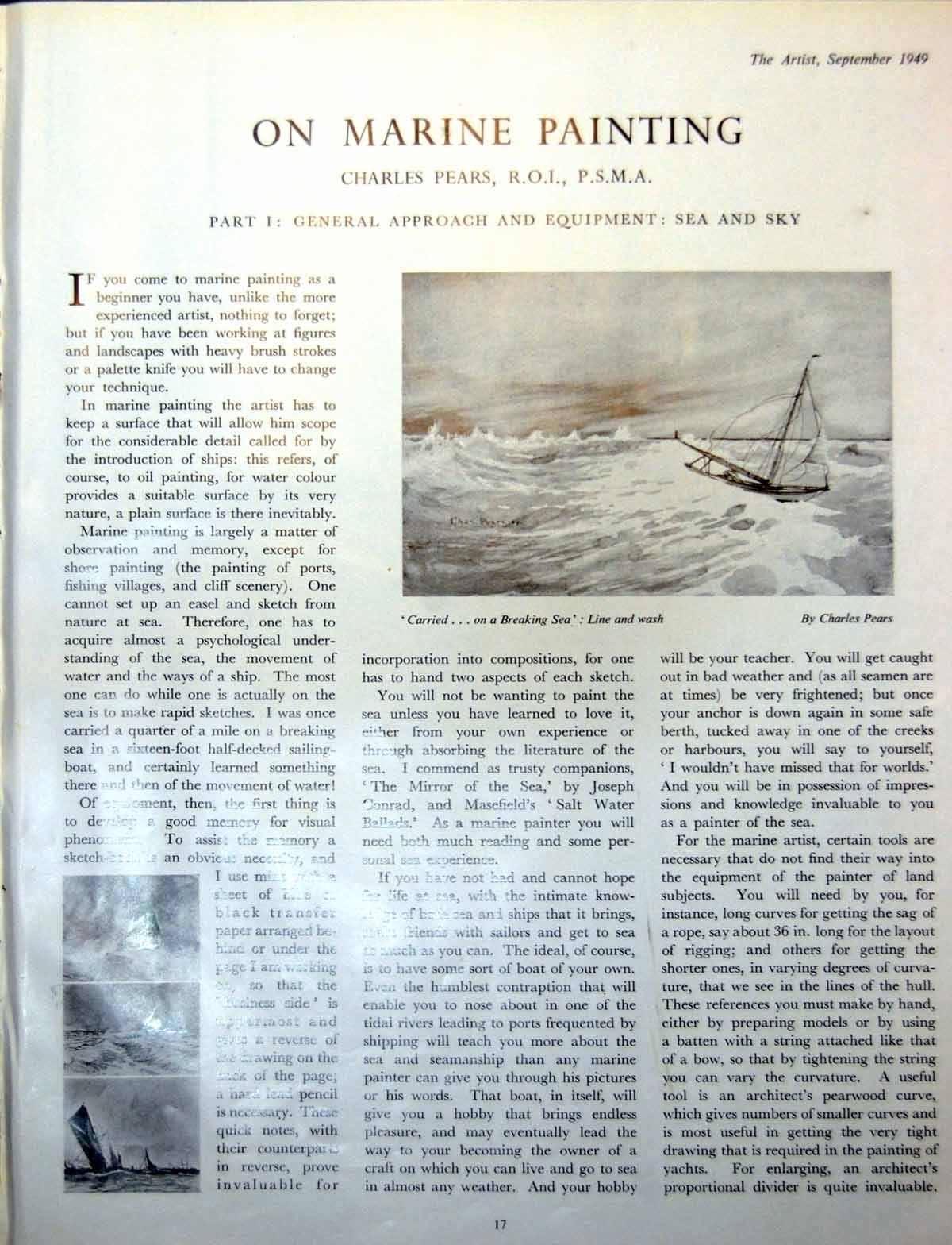 Antique Print Boat Breaking Sea C Pears Night Scene Specimen Beam Bar 1949 0