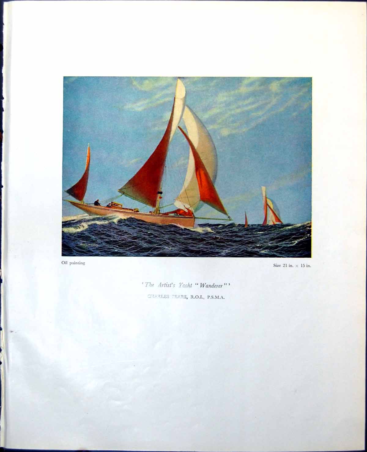 Antique Print Yacht Charles Pears Churchyard St Nicholas King'S Lynn 1949 0 20th