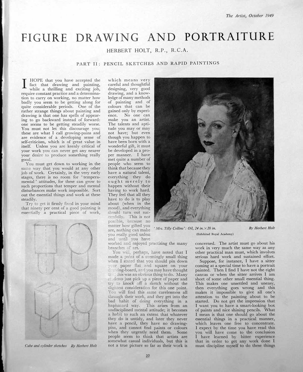 Antique Print Mrs Tilly Collins H Holt Pencil Sketches Early Notebook 1949 0