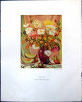 Antique Print Still Life Fruit Flowers Stanley Grimm Roses Vase Table 1949 0