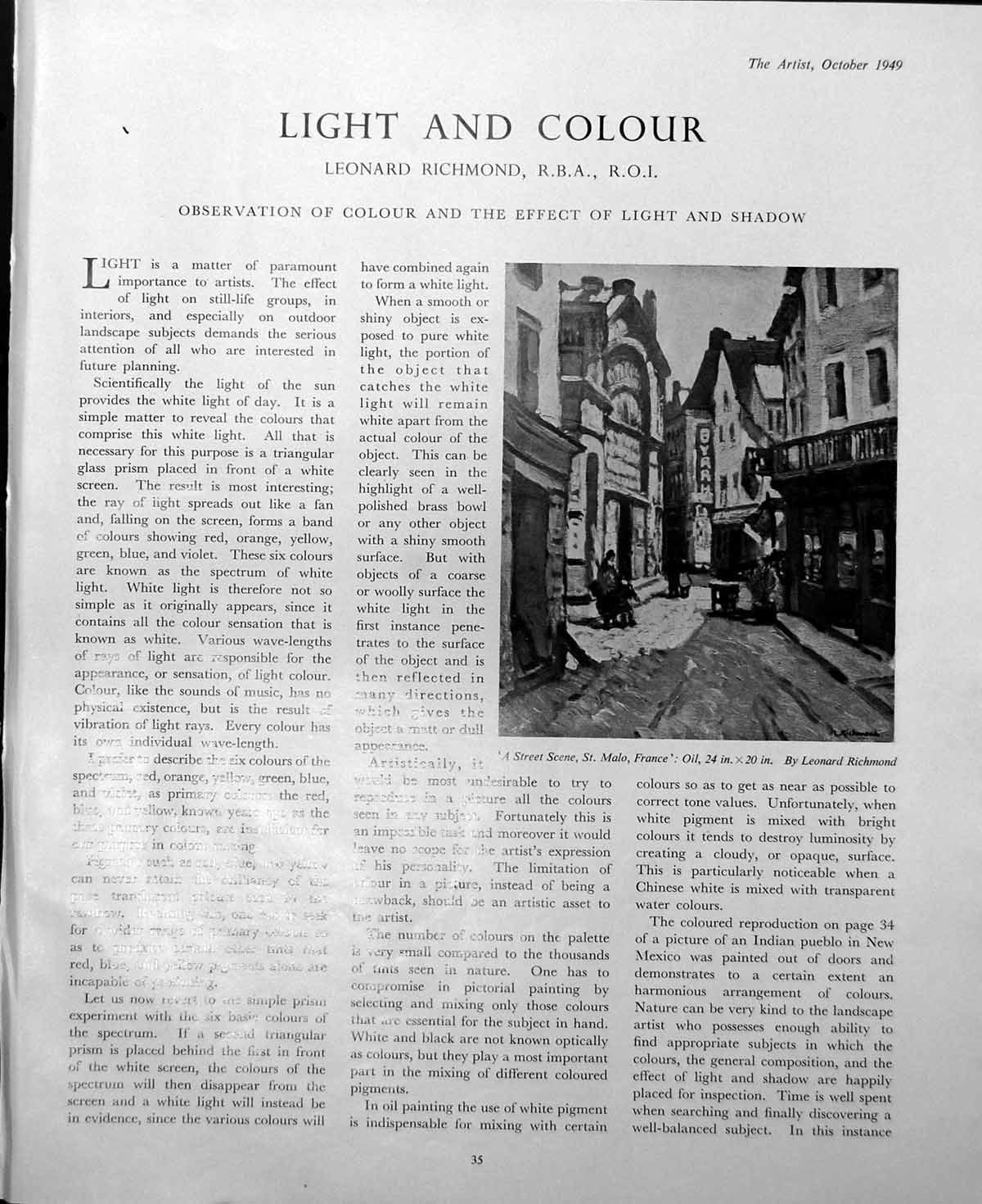 Antique Print Street Scene St Malo France L Richmond Warrior St Ives 1949 0 20th
