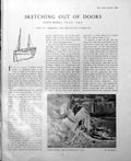 Antique Print Polperro Harbour G Russell Fisherman'S Homes Mevagissey 1949 0