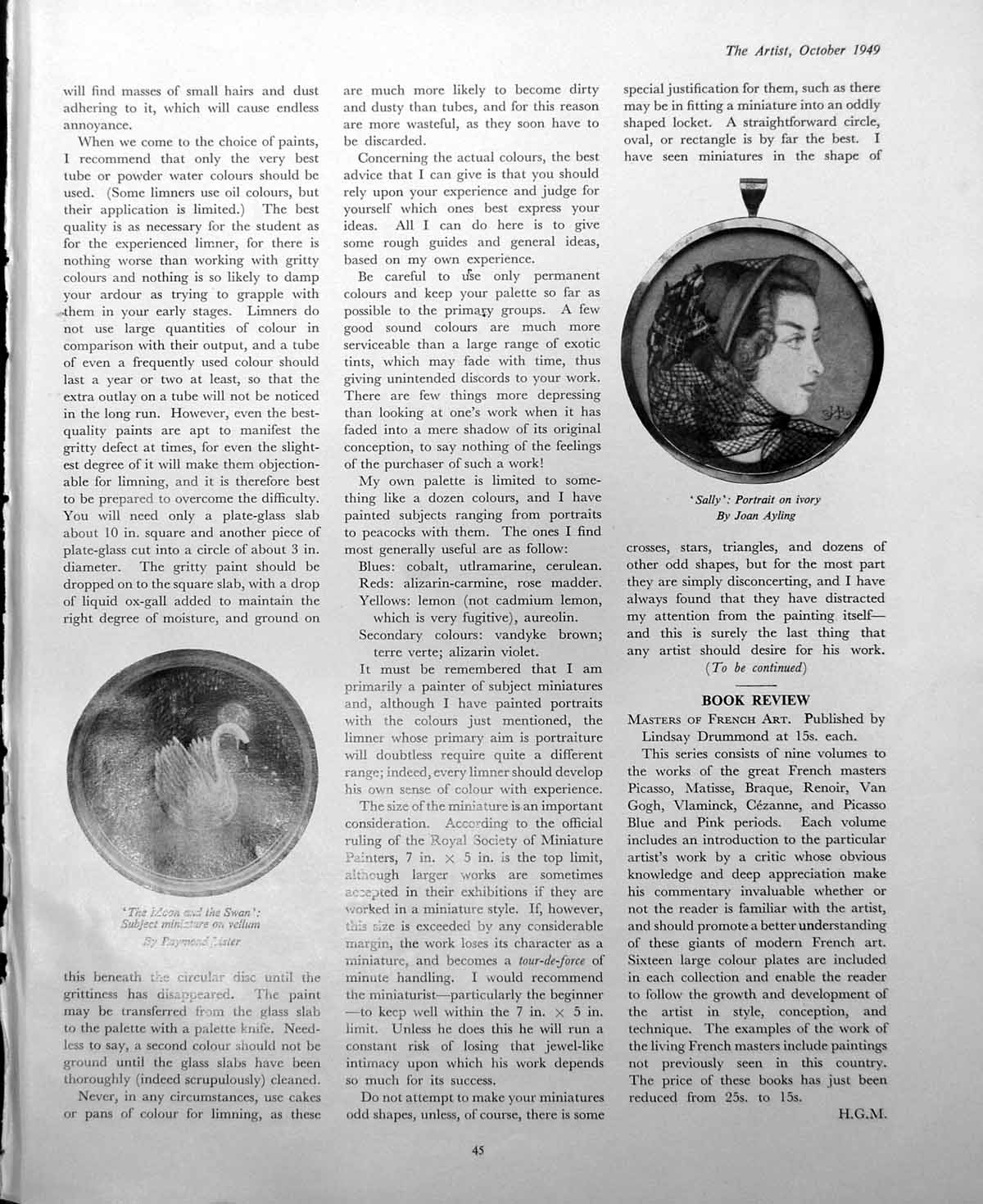 Antique Old Print Sally Joan Ayling Moon Swan R Lister Ghilchik Cartoon 1949 0