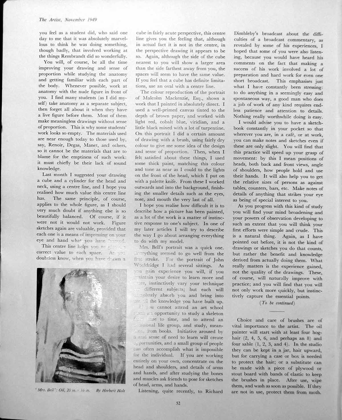 Old Print John Woridge H Holt Pencil Sketch Nude Mrs Bell Portrait 1949 0 20th