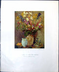 Antique Old Print Flowerpiece With Lupins Lilies Irises Stanley Grimm 1949 20th