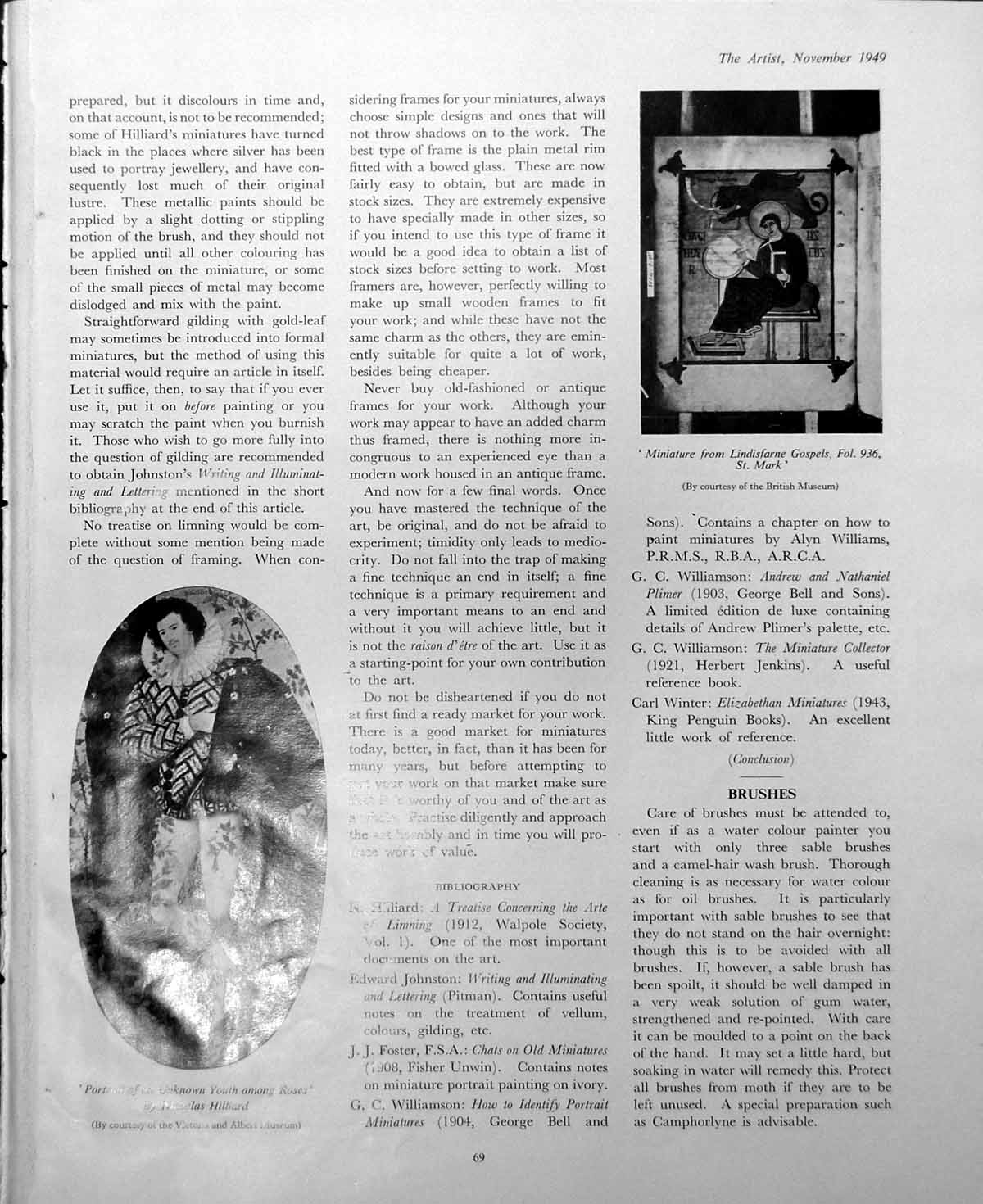Old Print Miniature From Lindisfarne Gospels Fish Quay Bridlington 1949 0 20th
