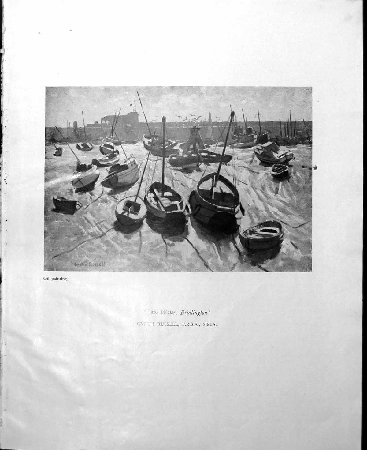 Old Vintage Print Low Water Bridlington Gyrth Russell Whitby Houses 1949 0 20th