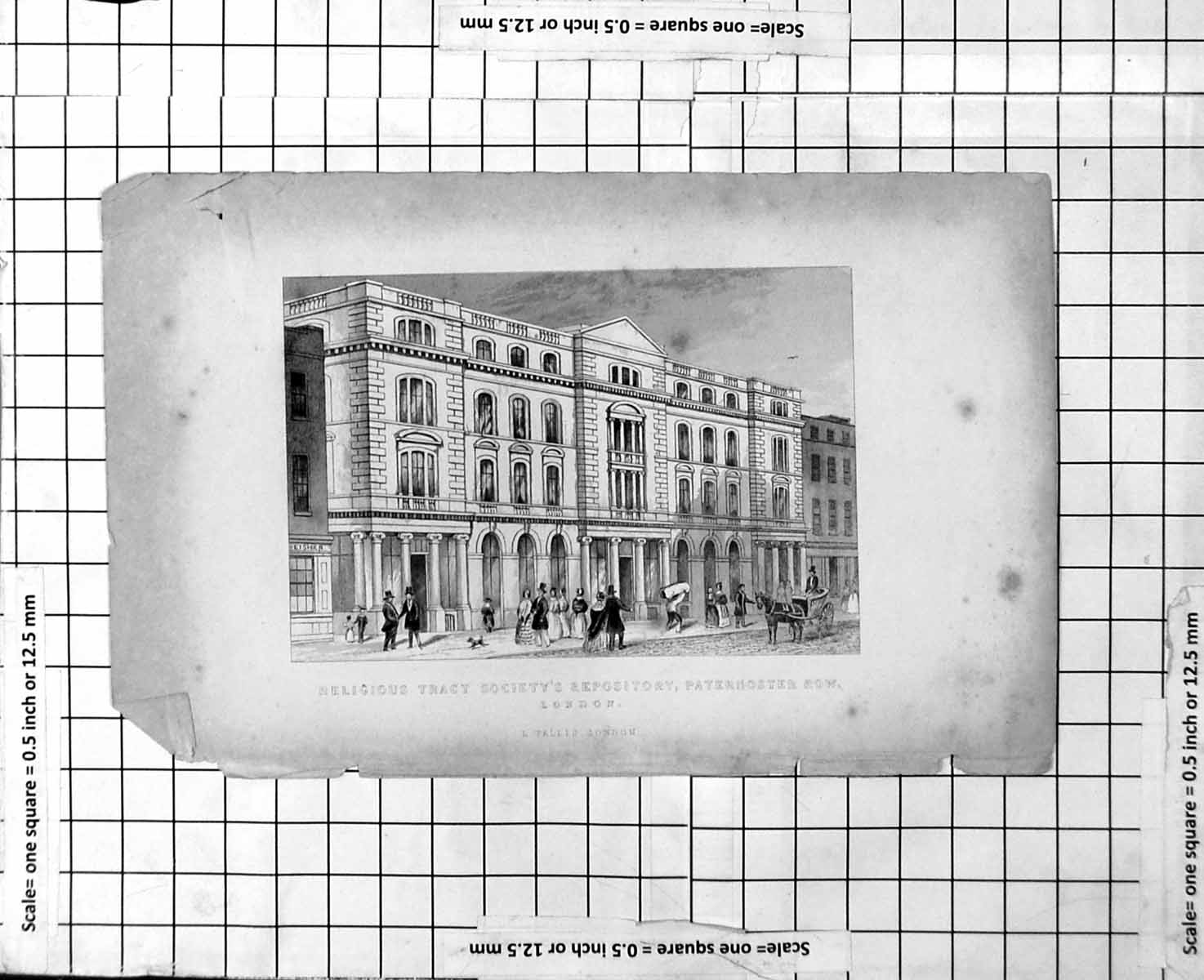 Antique Old Print Religious Tract Society'S Repository Paternoster Row London