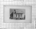 Antique Old Print New Royal Exchange London Exterior Perspective View Pillars