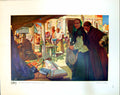 Old Print Market Scene W. Lee Hankey Ruined Church Madalena Messina 1915 20th