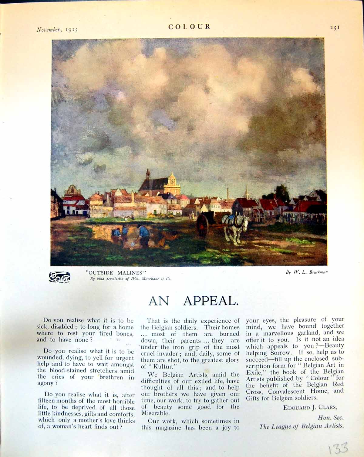 Old Outside Malines W.L. Bruckman Castleton Moor Yorks C.M. Pott 1915 20th