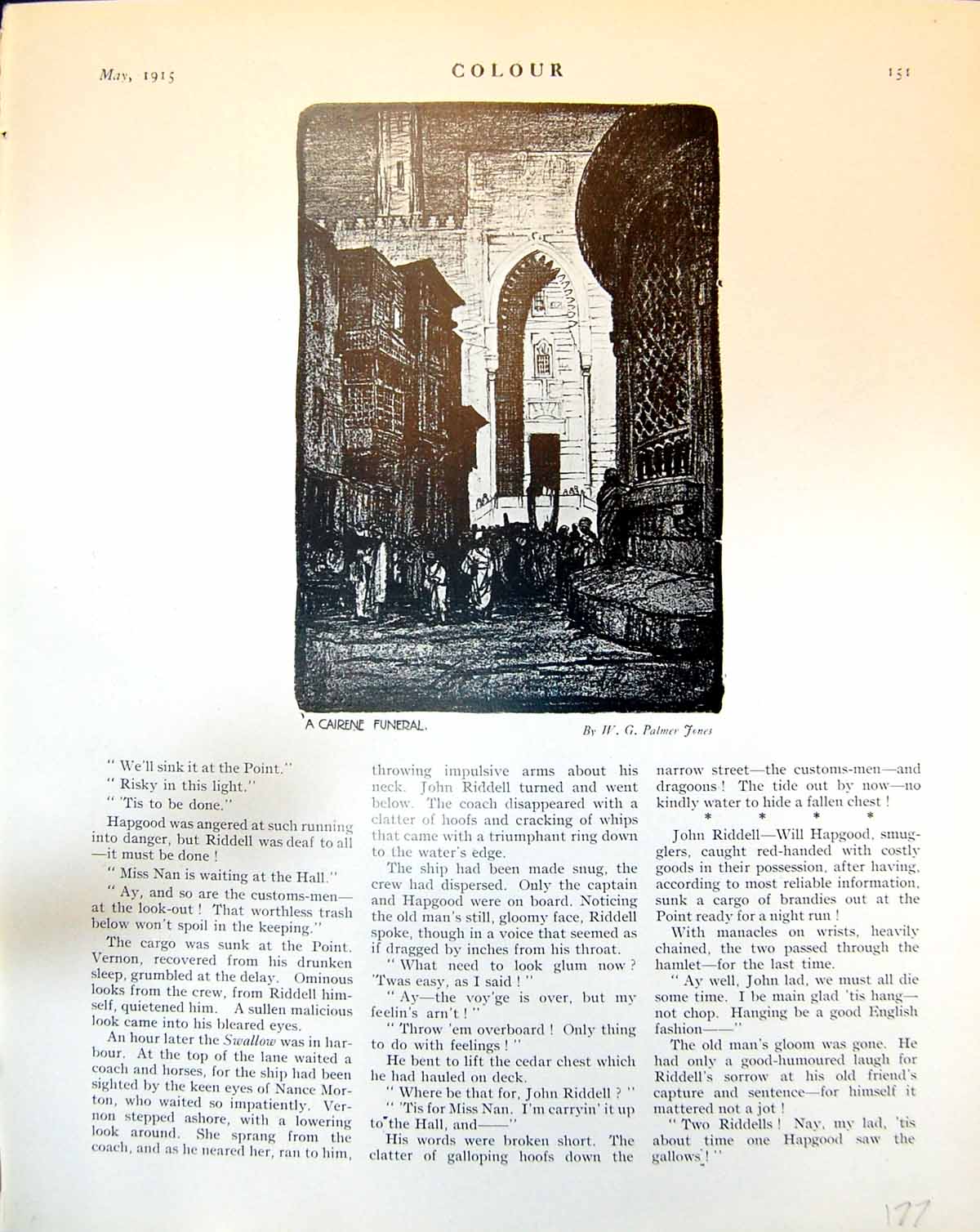 Old Cairene Funeral W.G. Palmer Jones Man Horses Hill Jas Gauld 1915 20th