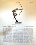 Antique Old Print L'Archer The Archer Sculpture By Koveshari Curved Bow 1915