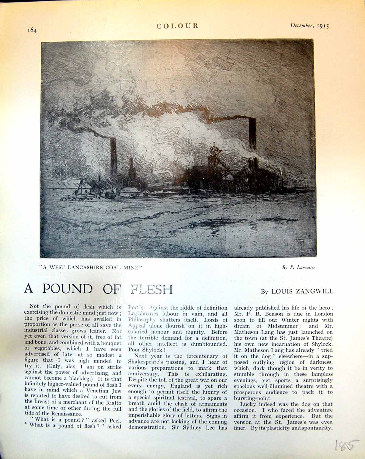 Old West Lancashire Coal Mine P. Lancaster Winch Chimneys Smoke 1915 20th