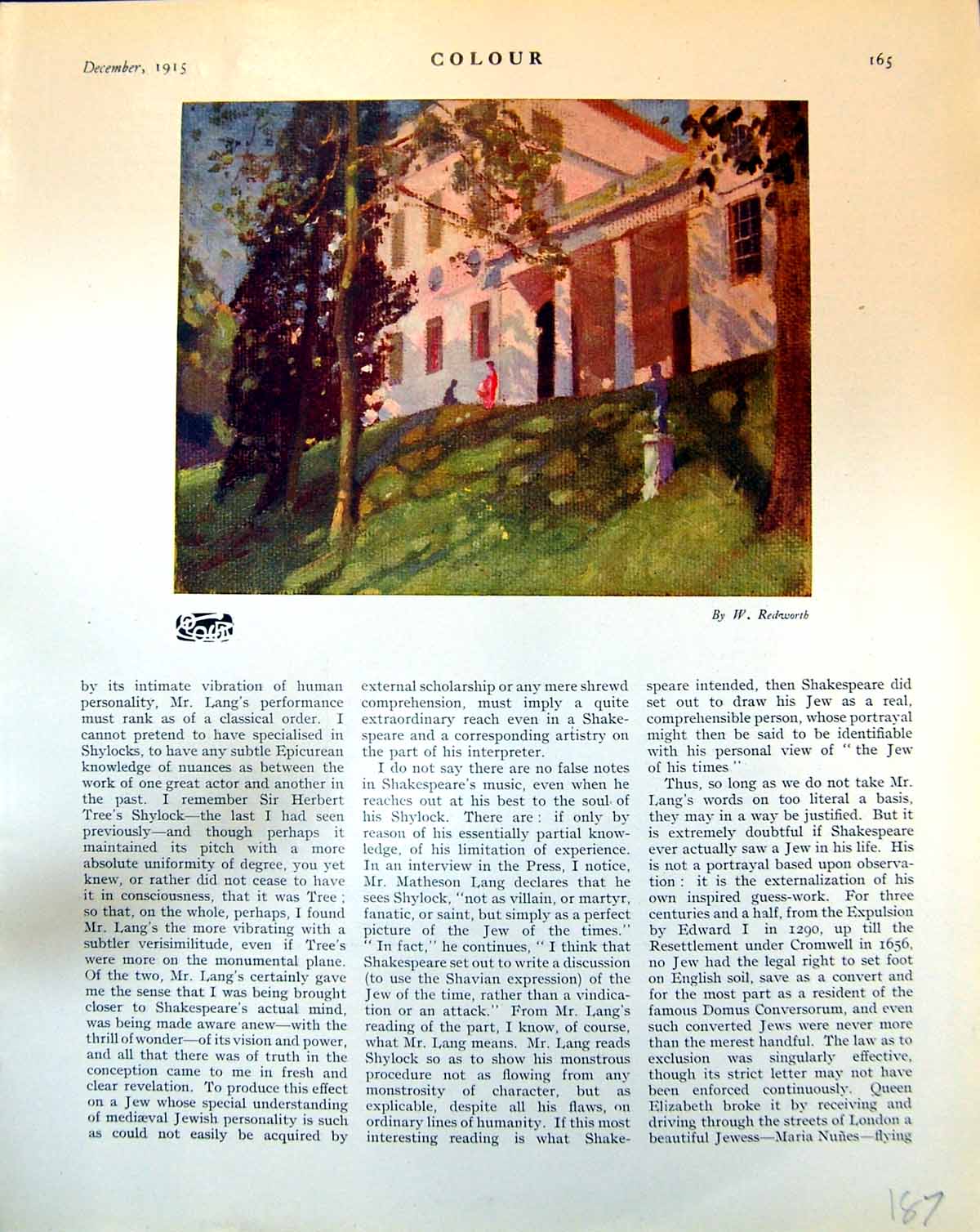 Old Print House Slope Trees W. Redworth Interior Church P. Lancaster 1915 20th