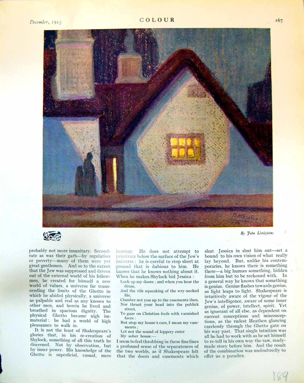 Old Lighted Window House J. Littlejohns Rain Motor Bus C. Grave 1915 20th