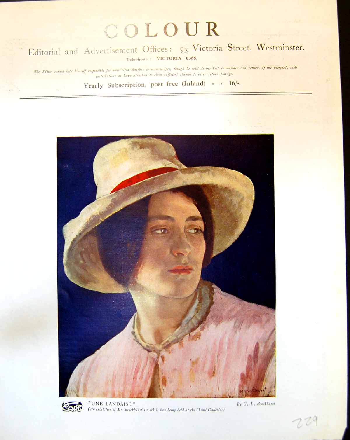 Old Une Landaise G.L. Brockhurst Lady Hat Cat Parrots E. Procter 1916 20th
