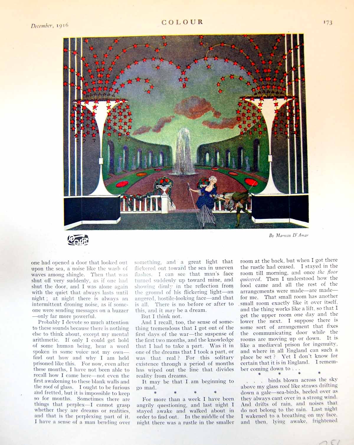 Old Print Stylised Garden Scene Marocco D'Amar Maxim Gorky J. Kramer 1916 20th
