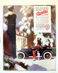 Old Willys Overland Car Advertisement Driver Furs Snow Children 1916 20th